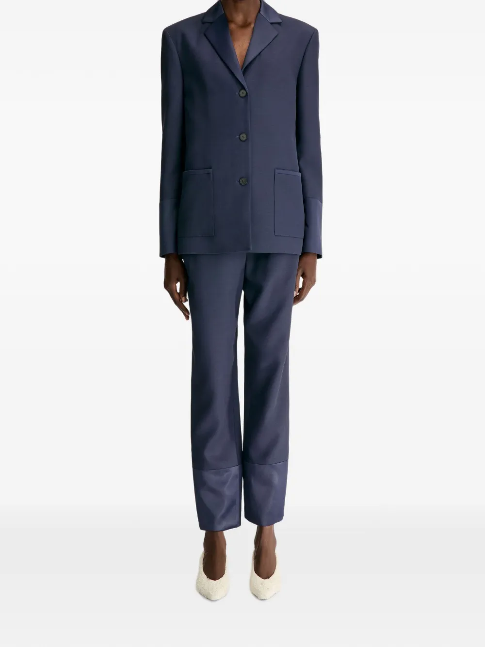 LouLou de Saison Rae blazer met knoopsluiting en opgestikte zak Blauw