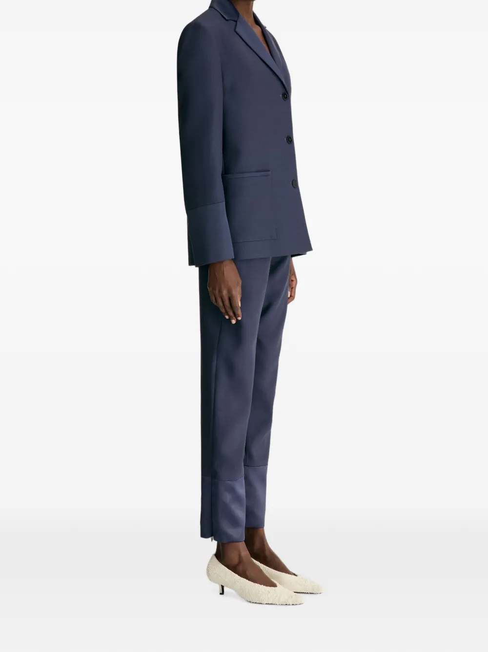 LouLou de Saison Rae blazer met knoopsluiting en opgestikte zak Blauw