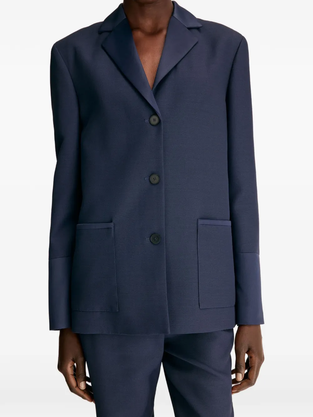 LouLou de Saison Rae blazer met knoopsluiting en opgestikte zak Blauw