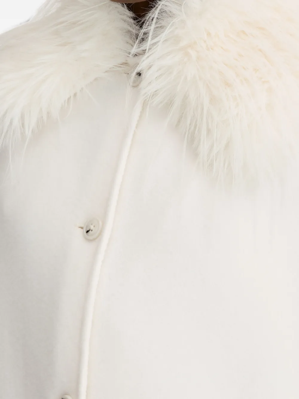 LouLou de Saison Rafe jack met afneembare kraag van imitatiebont Beige