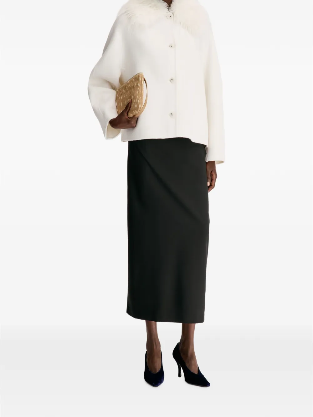 LouLou de Saison Rafe jack met afneembare kraag van imitatiebont Beige