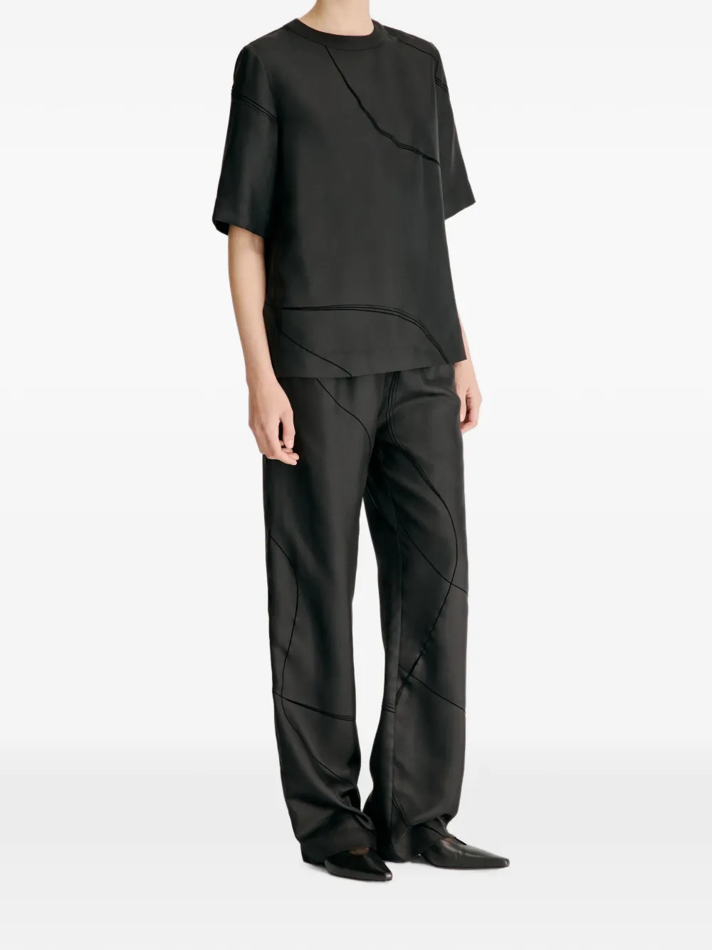 LouLou de Saison Remo blouse met korte mouwen Zwart