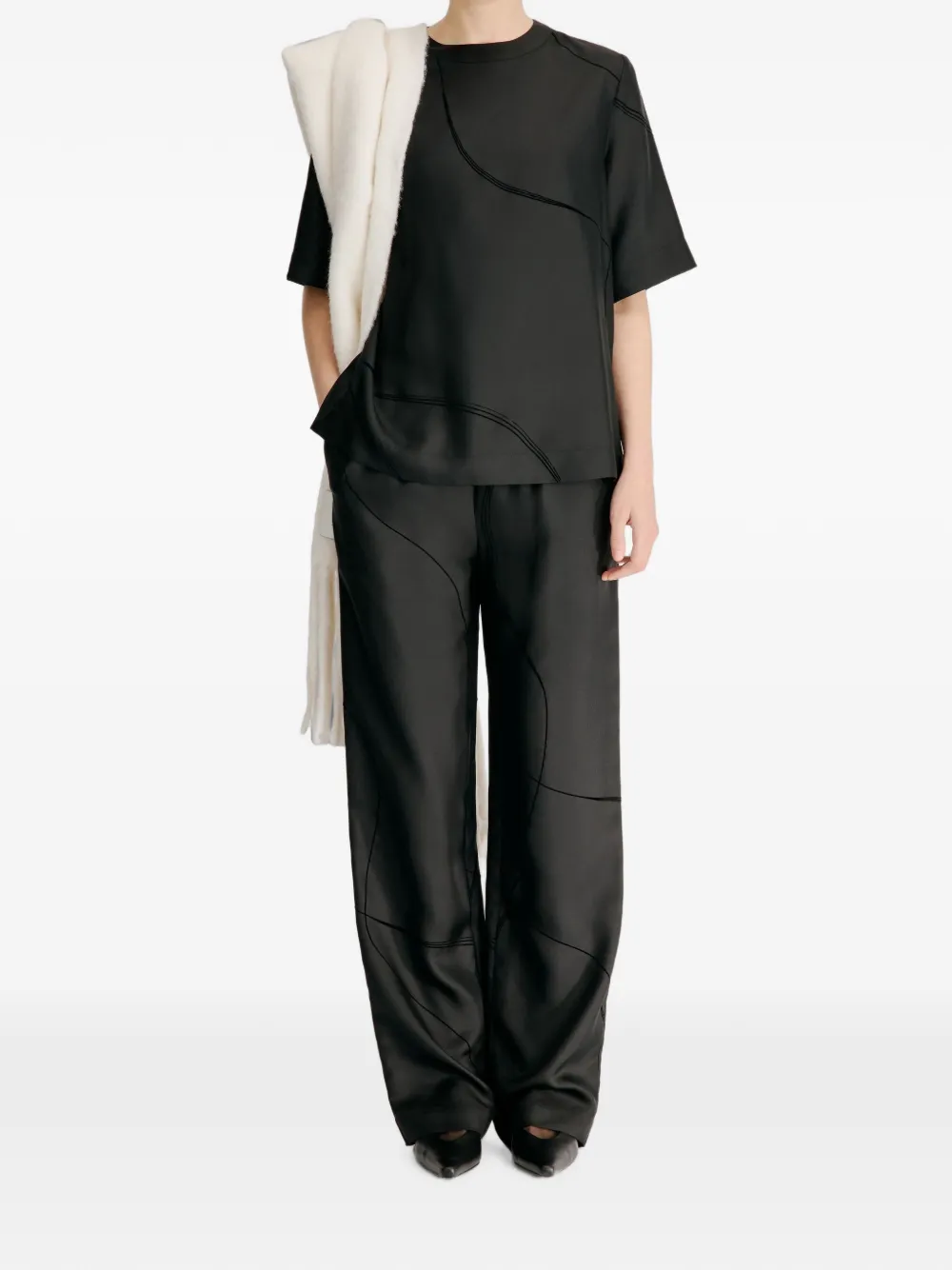 LouLou de Saison Remo blouse met korte mouwen Zwart