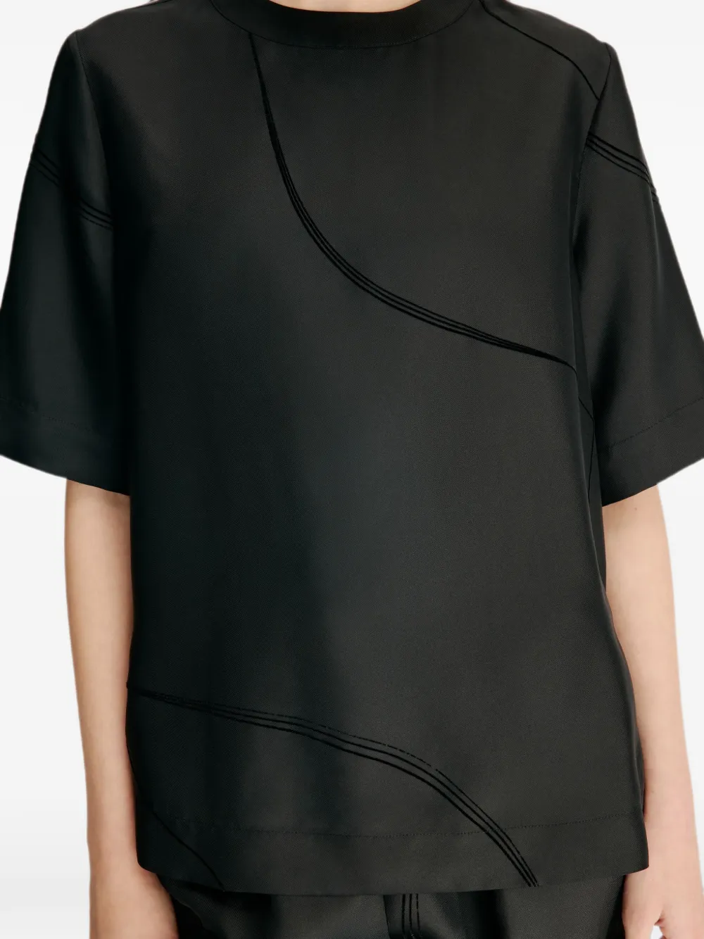 LouLou de Saison Remo blouse met korte mouwen Zwart