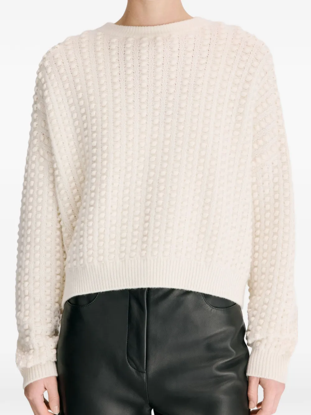 LouLou de Saison Rolf kasjmier trui met bubbelstiksel Beige