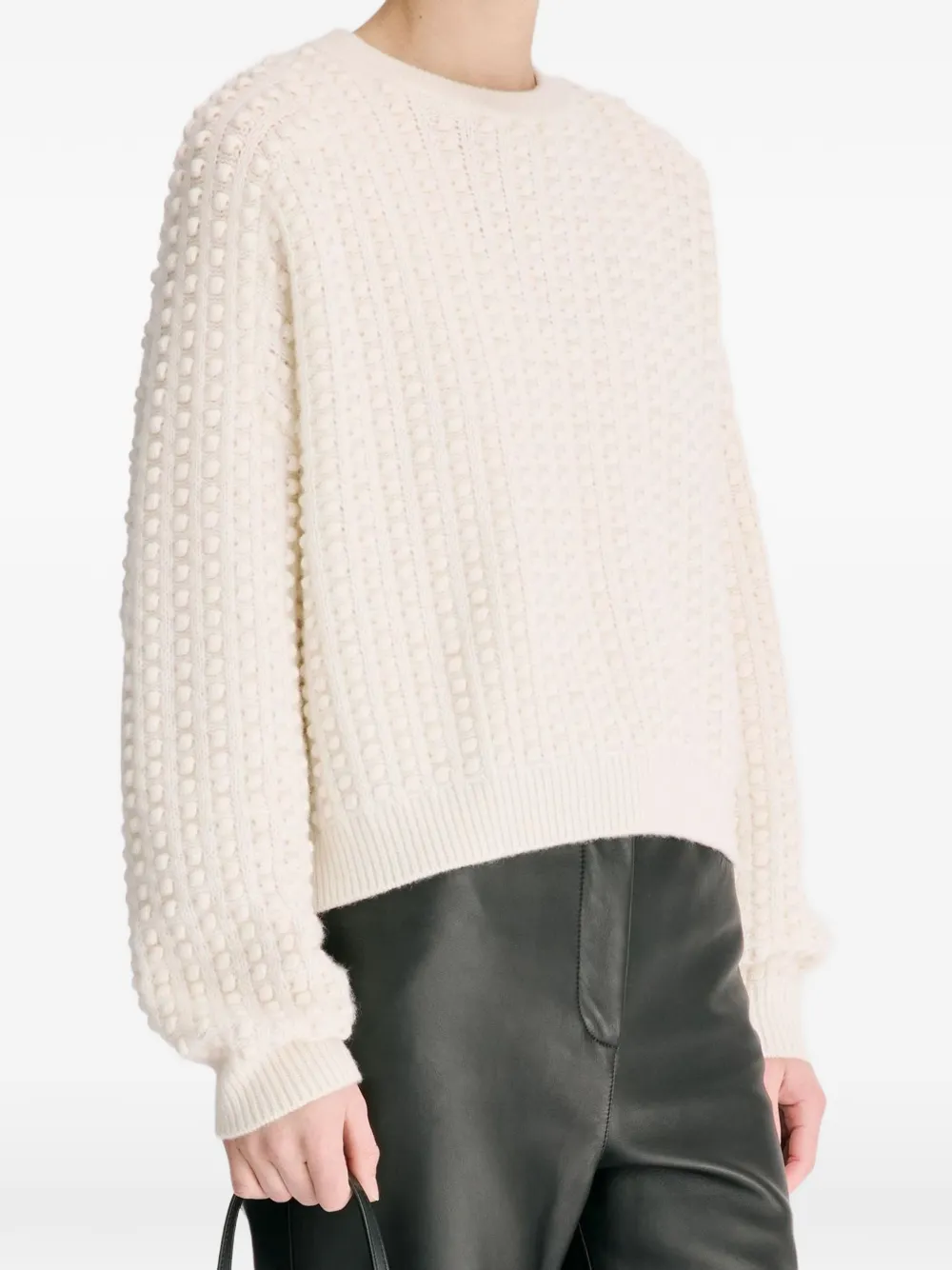 LouLou de Saison Rolf kasjmier trui met bubbelstiksel Beige
