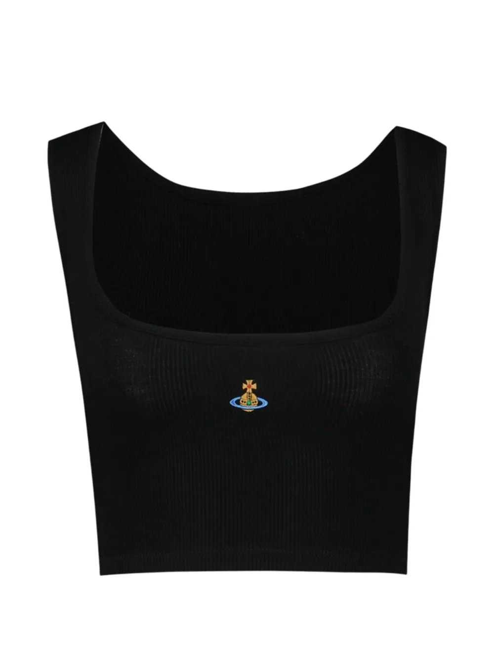 Vivienne Westwood Orb-embroidered ribbed crop top - Nero