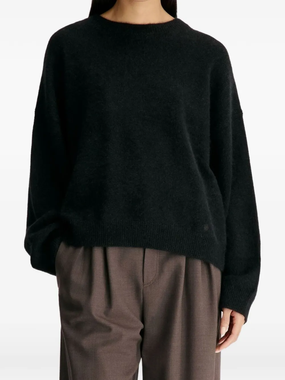 LouLou de Saison Tristan Lds Pullover mit überschnittenen Schultern - Schwarz