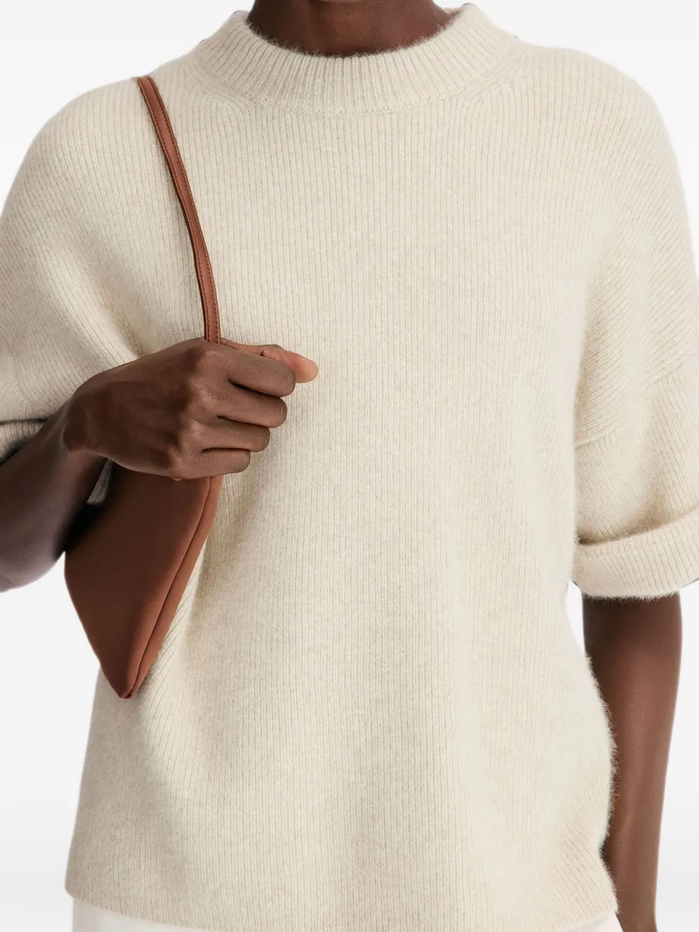 LouLou de Saison Tamia trui met opgerolde mouwen Beige