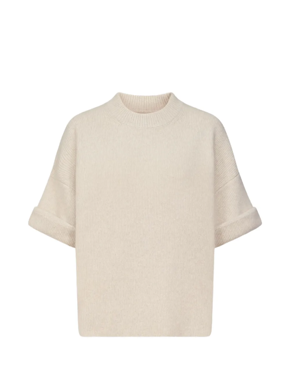 LouLou de Saison Tamia trui met opgerolde mouwen Beige