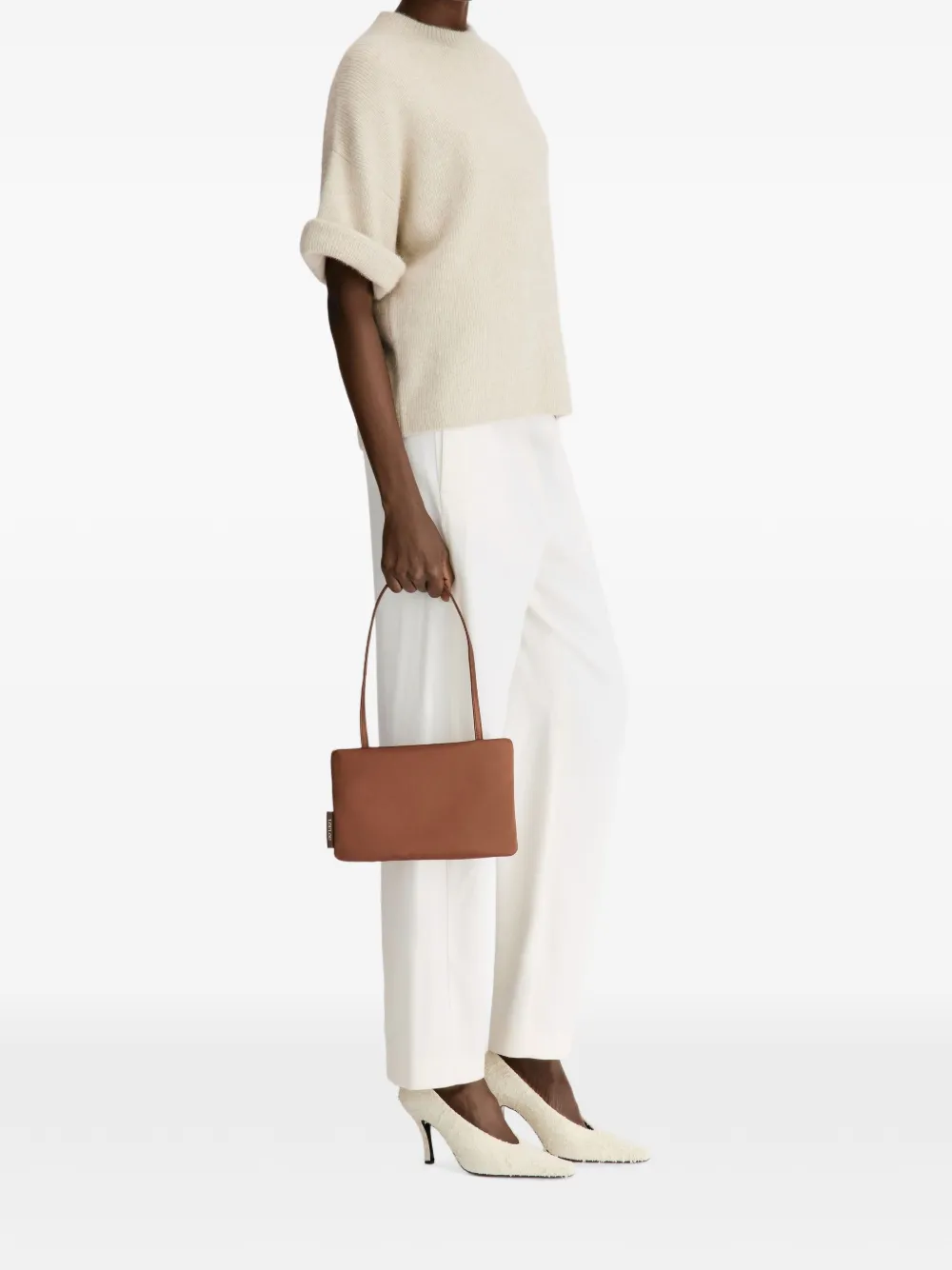 LouLou de Saison Tamia trui met opgerolde mouwen Beige