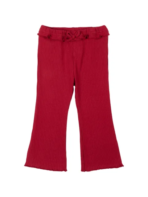 Mayoral ruffle-trim ribbed flare trousers