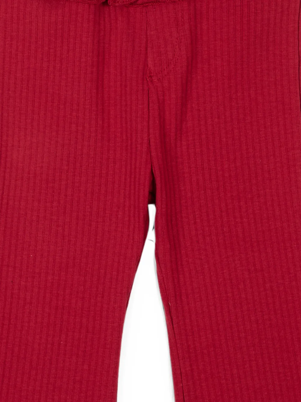 Mayoral Geribbelde flared broek met ruches Rood