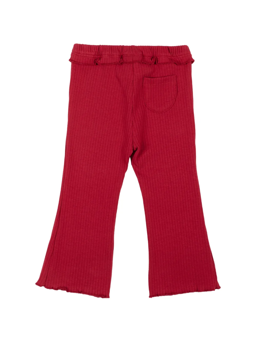 Mayoral Geribbelde flared broek met ruches Rood