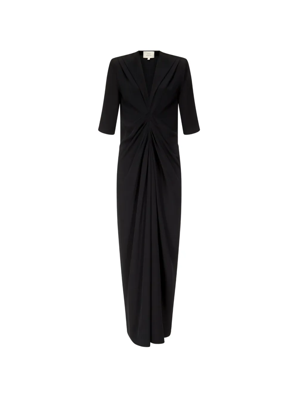 LouLou de Saison Willa Maxikleid mit Raffungen - Schwarz