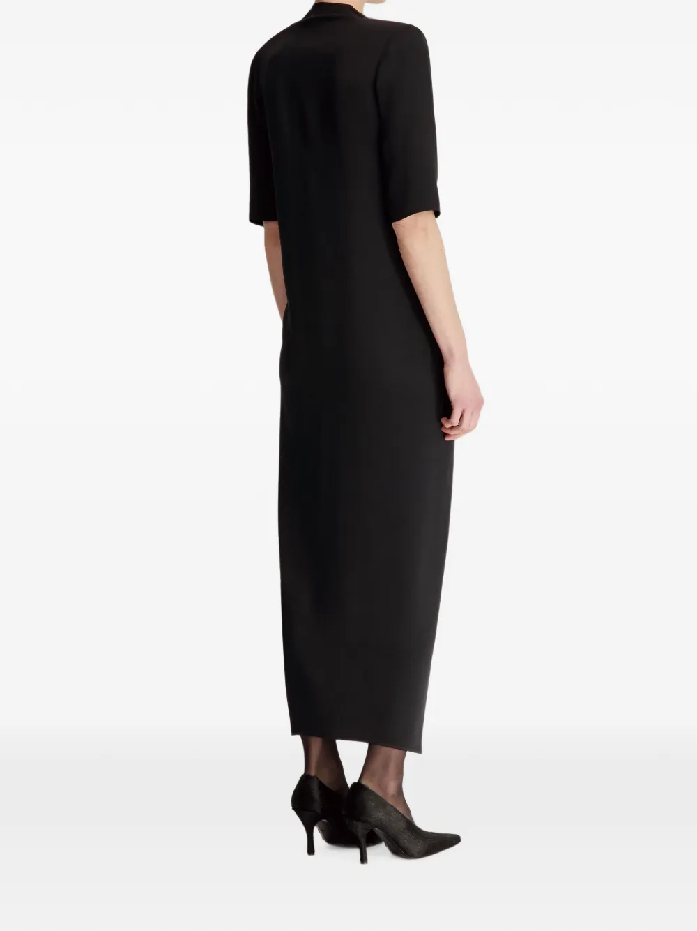 LouLou de Saison Willa maxi-jurk met gesmockt-detail Zwart
