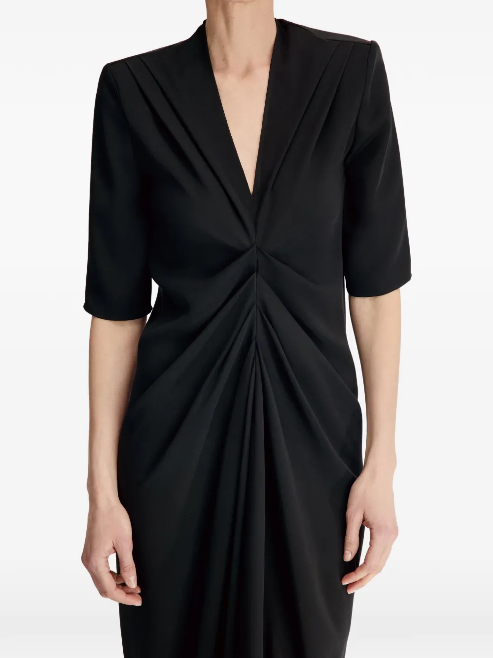 LouLou de Saison Willa maxi-jurk met gesmockt-detail Zwart