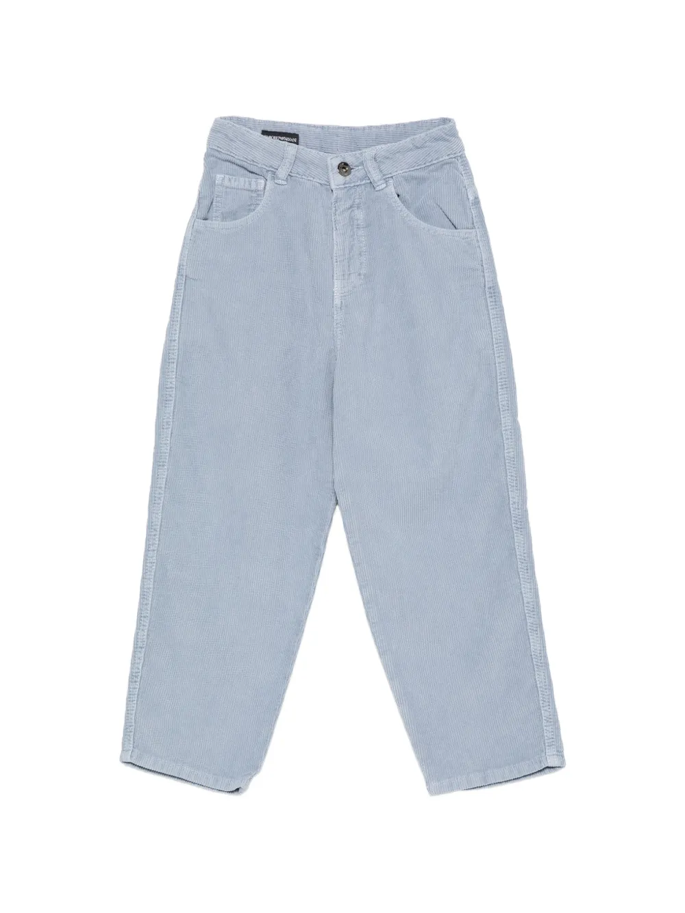 Emporio Armani Kids corduroy-effect logo-plaque trousers - Blu