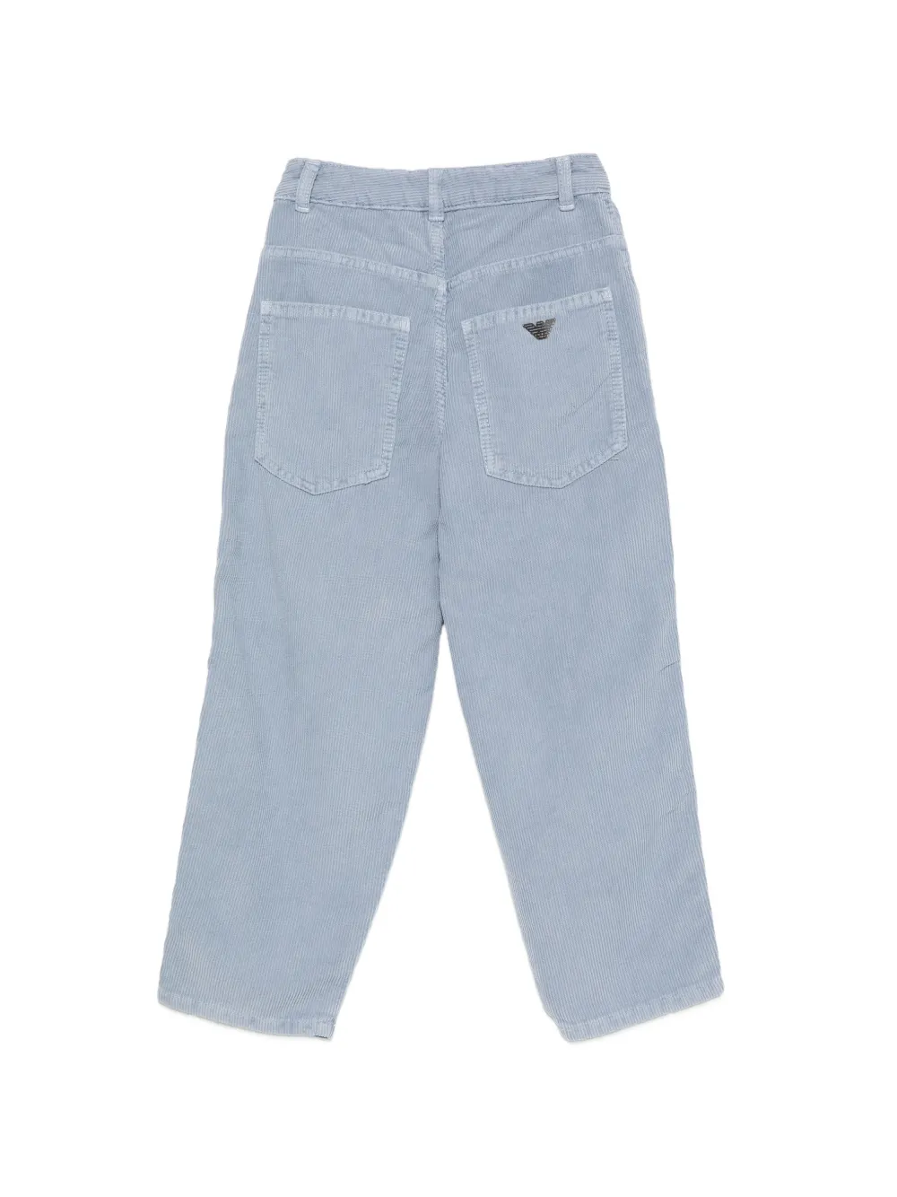 Emporio Armani Kids Broek met ribfluwelen-effect en logo-plakkaat Blauw