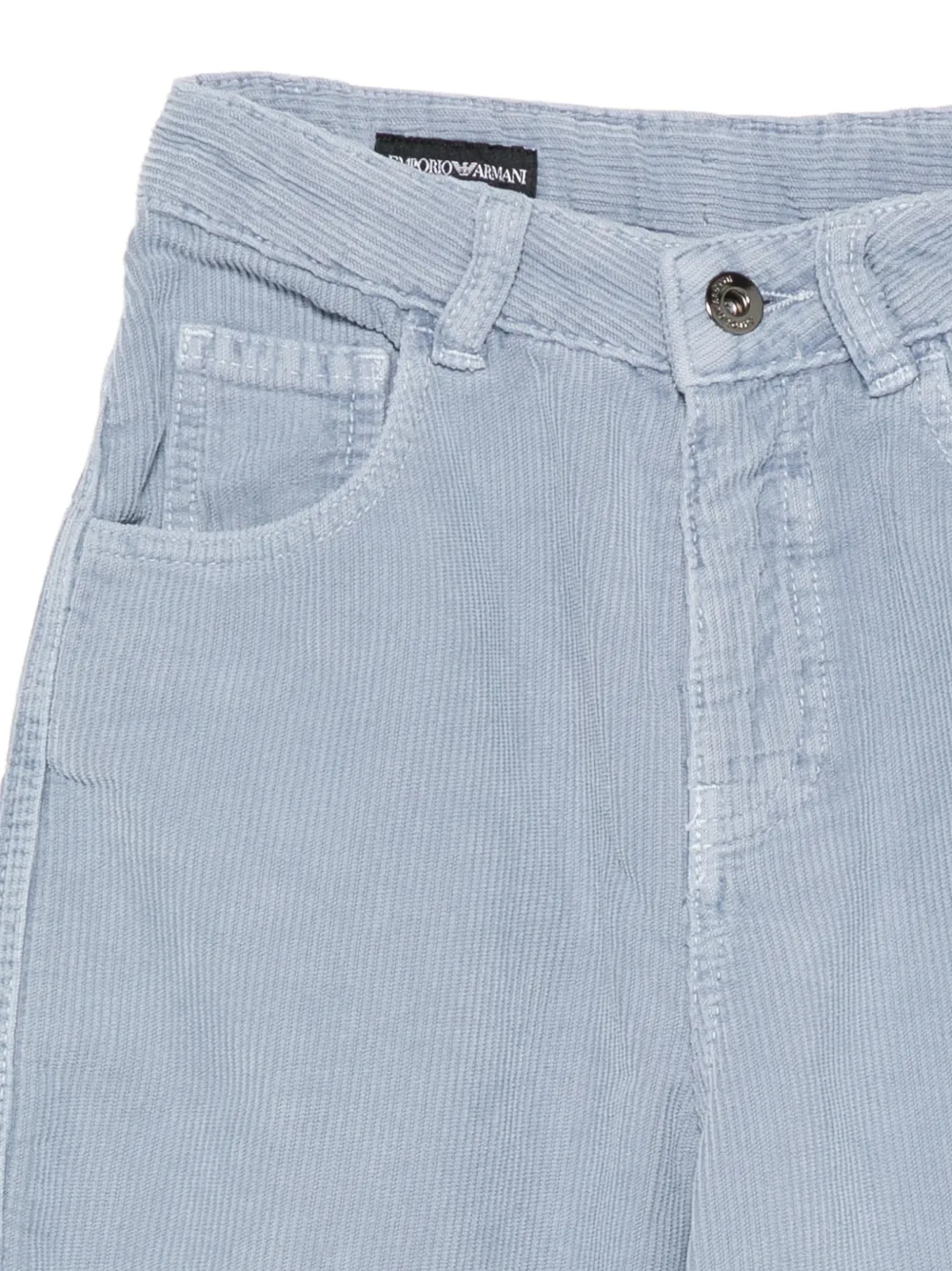 Emporio Armani Kids Broek met ribfluwelen-effect en logo-plakkaat Blauw
