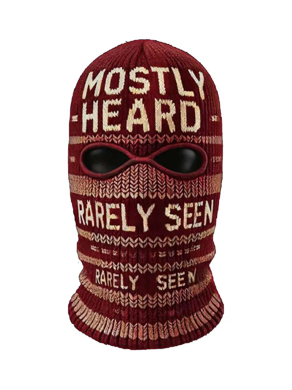 Mostly Heard Rarely Seen Ribgebreid ski-masker met logo-intarsia Rood