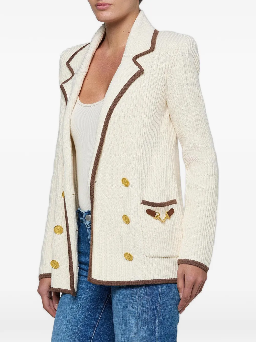 L'Agence Ranch Blazer aus geripptem Strick - Nude