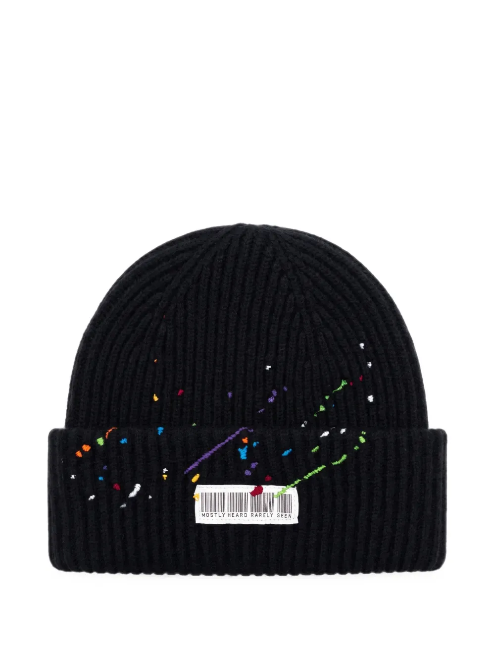 Mostly Heard Rarely Seen Whiplash Barcode beanie hat