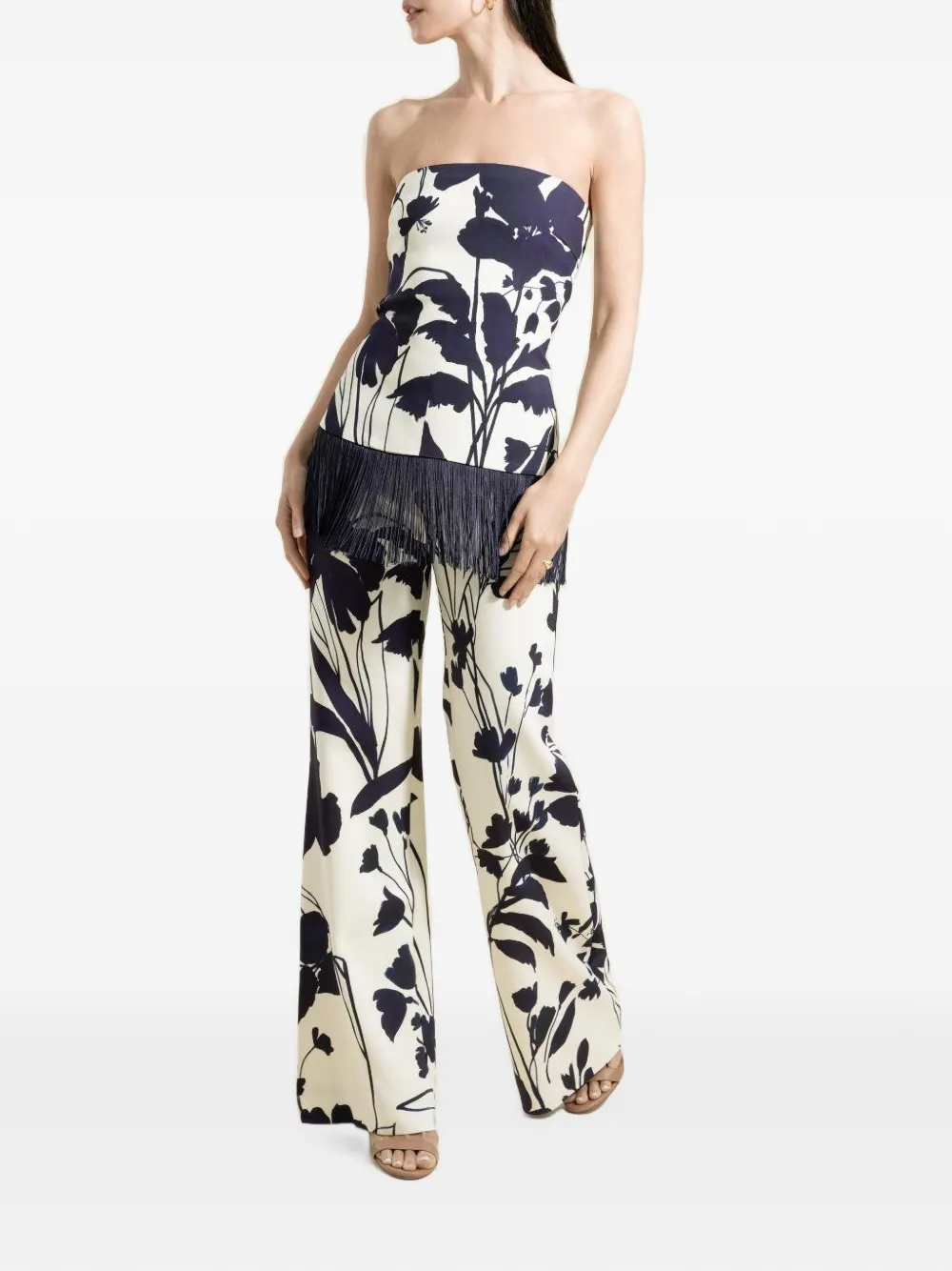 Cara Pisa broek met bloemenprint Beige