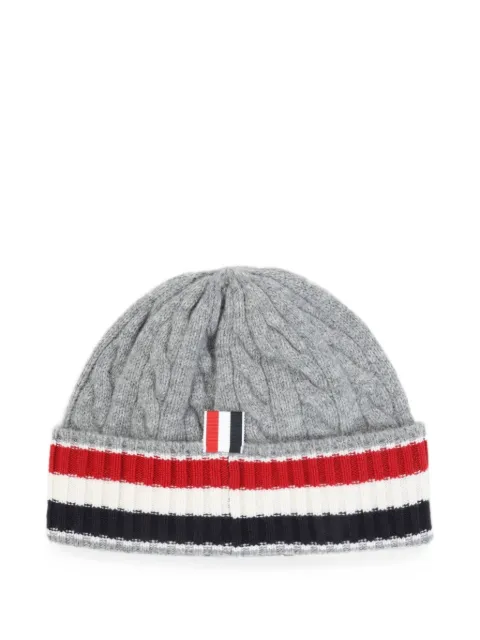Thom Browne cable-knit striped beanie hat