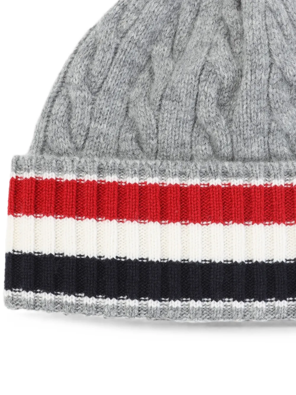 Thom Browne Kabelgebreide gestreepte muts Grijs