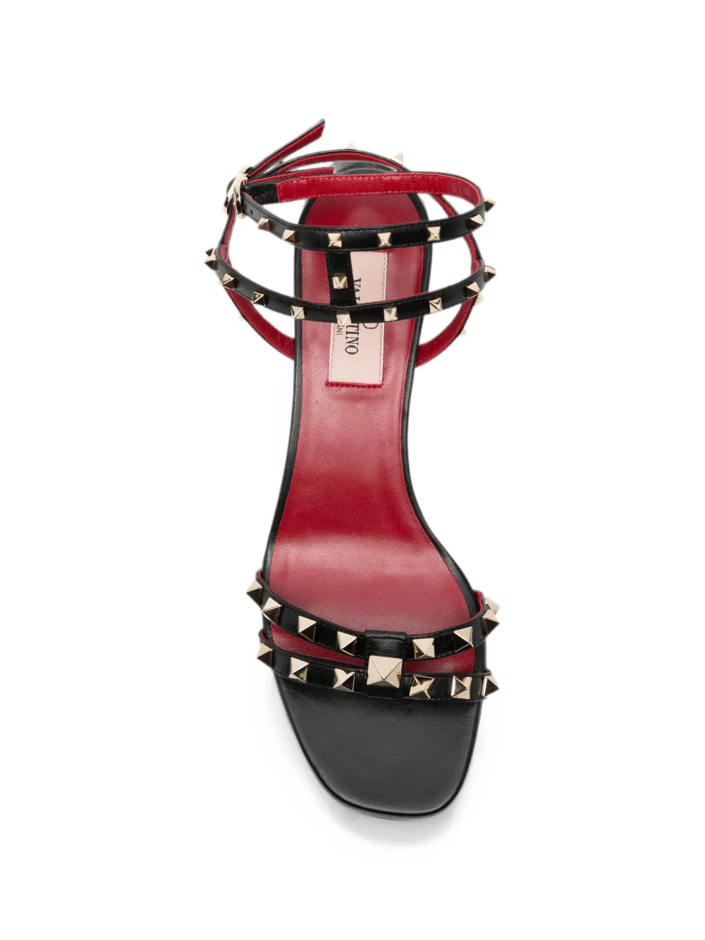 Valentino Garavani Rockstud gekooide sandalen met hak Zwart
