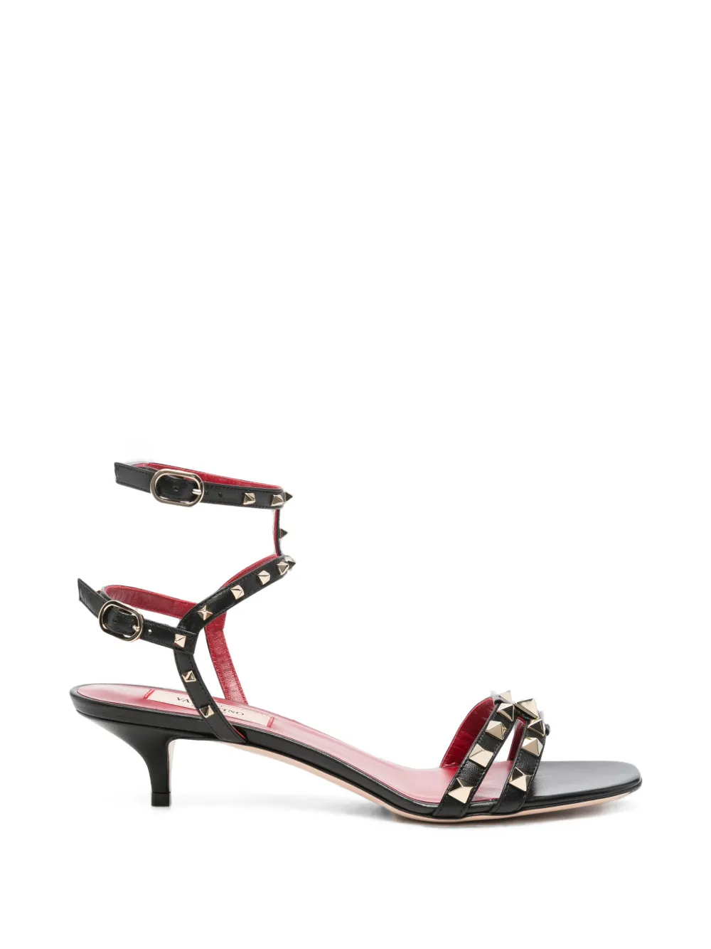 Valentino Garavani Rockstud gekooide sandalen met hak Zwart