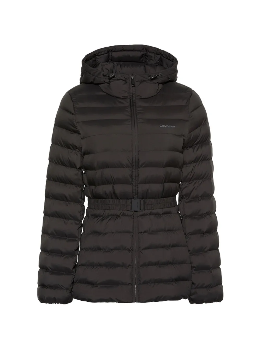 Calvin Klein belted hooded puffer jacket - Schwarz