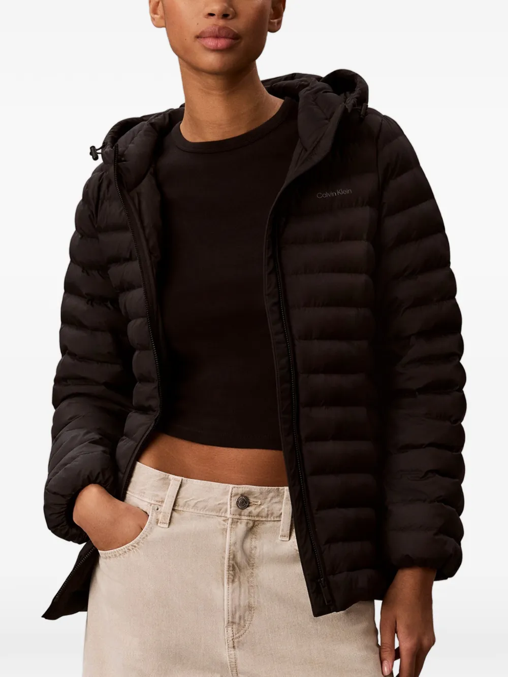 Calvin Klein Donsjack met capuchon Zwart