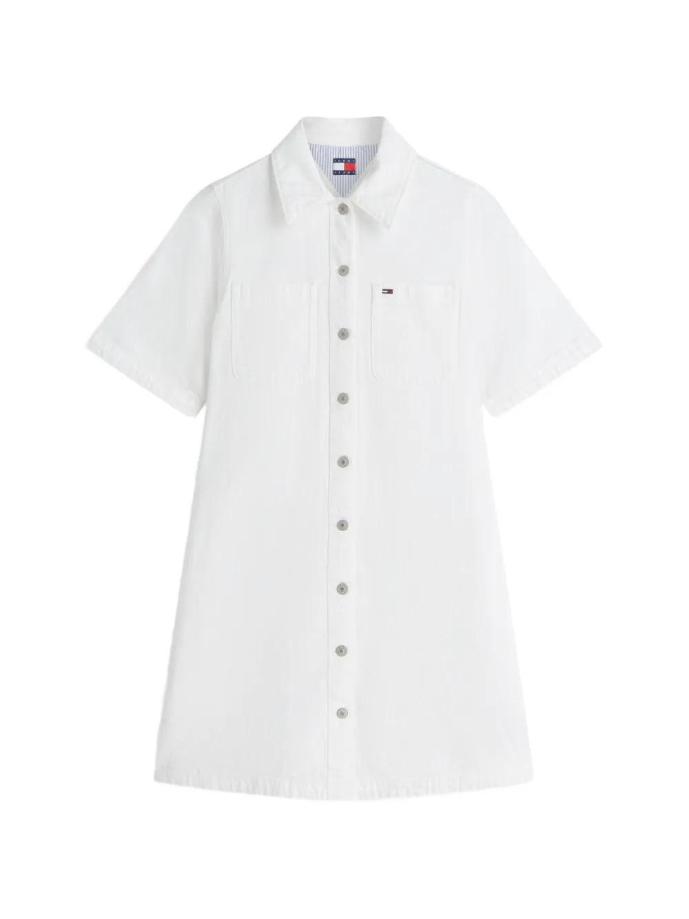 Tommy Hilfiger button-up short-sleeve mini dress - Weiß