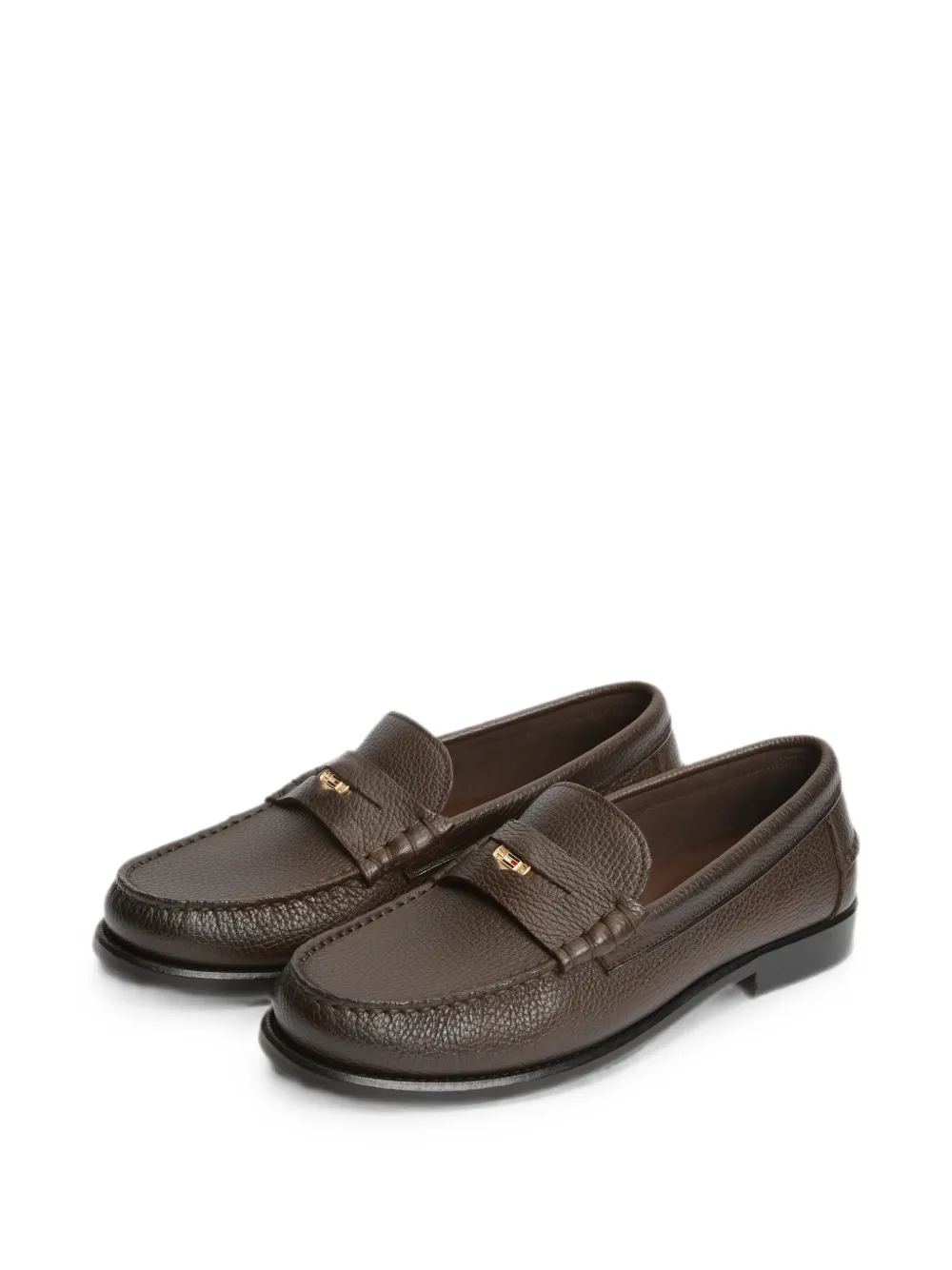 Tommy Hilfiger Penny loafers van bewerkt leer Bruin