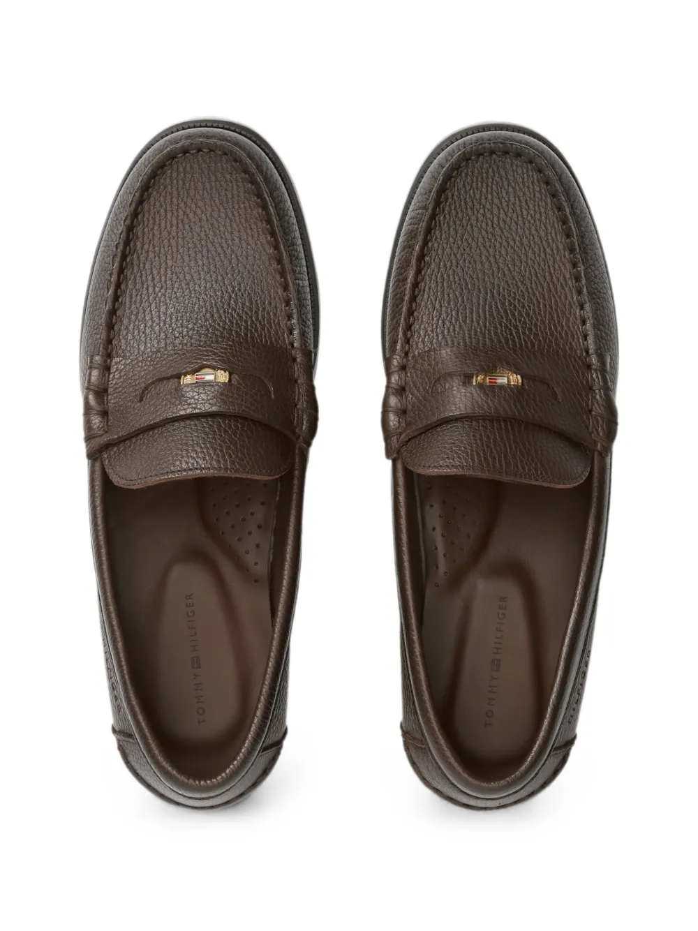 Tommy Hilfiger Penny loafers van bewerkt leer Bruin