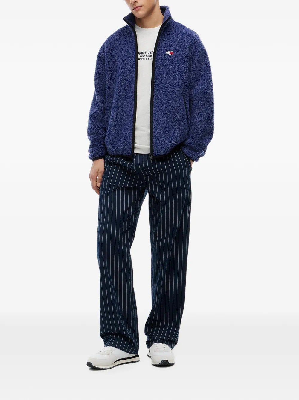 Tommy Hilfiger Fleece jack met rits Blauw