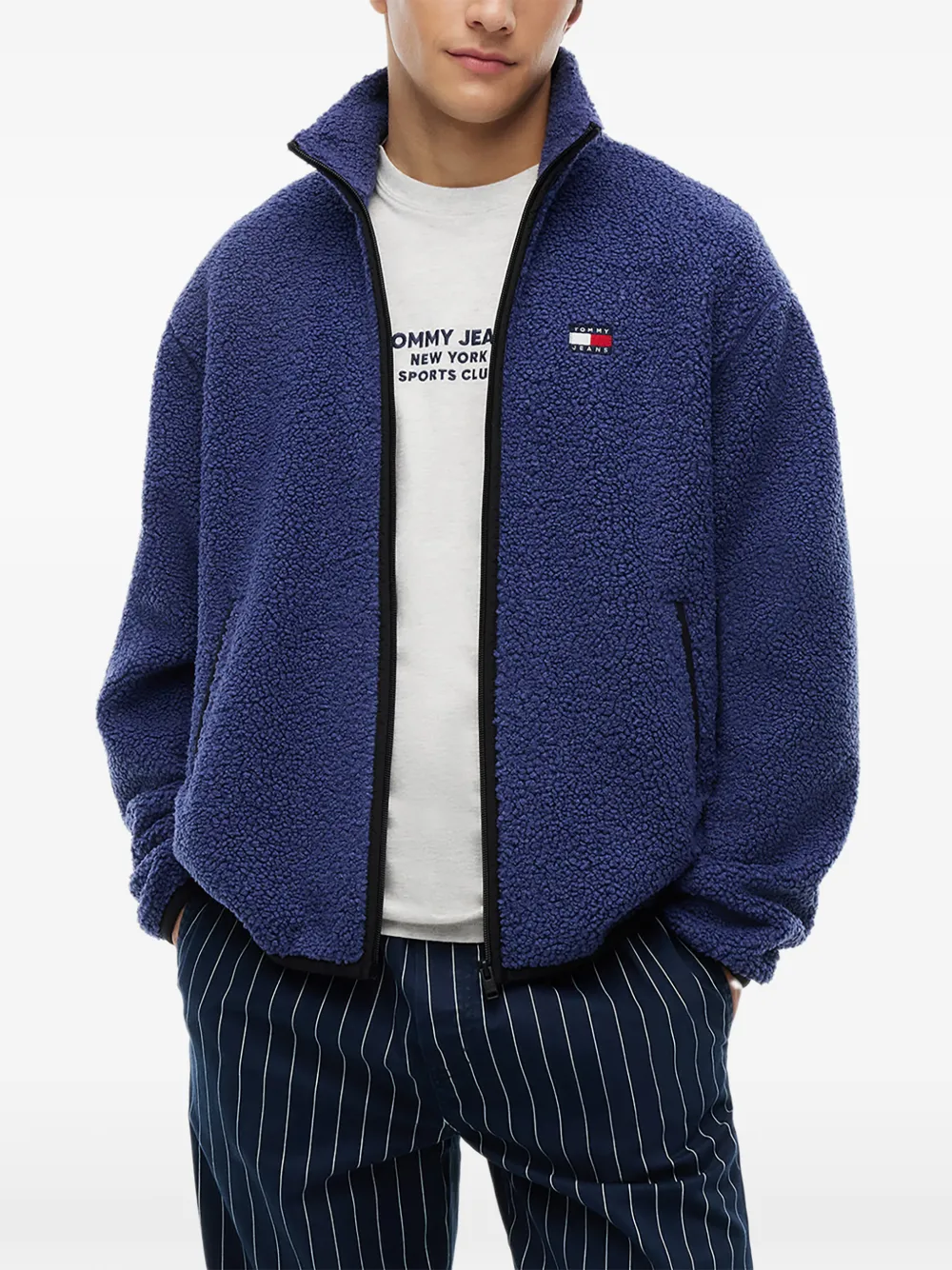 Tommy Hilfiger Fleece jack met rits Blauw