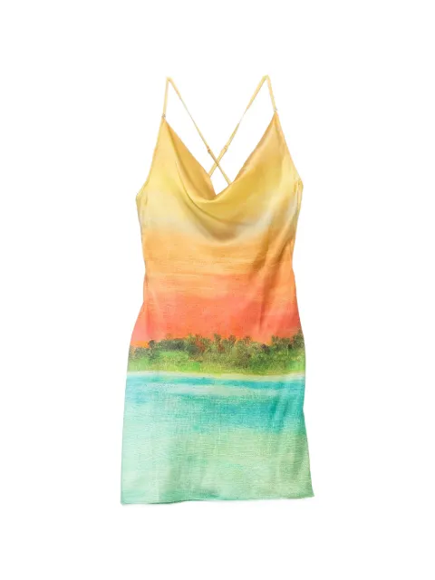 Donde Esteban landscape-print cowl-neck mini dress