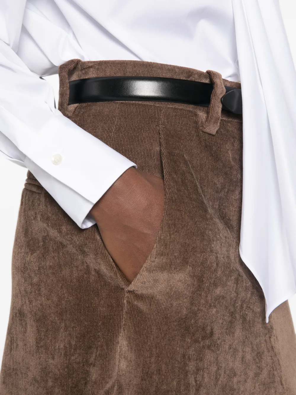 Brunello Cucinelli Ribfluwelen rok met A-lijn Bruin