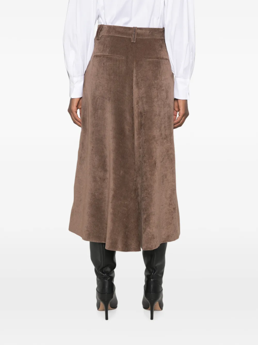 Brunello Cucinelli Ribfluwelen rok met A-lijn Bruin