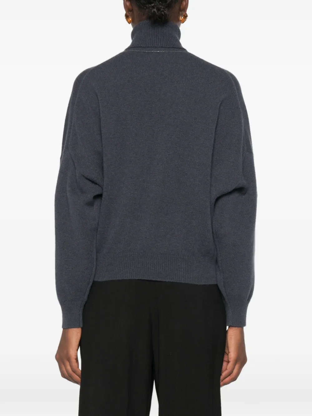 Brunello Cucinelli Trui met hoge hals en monili-ketting Zwart