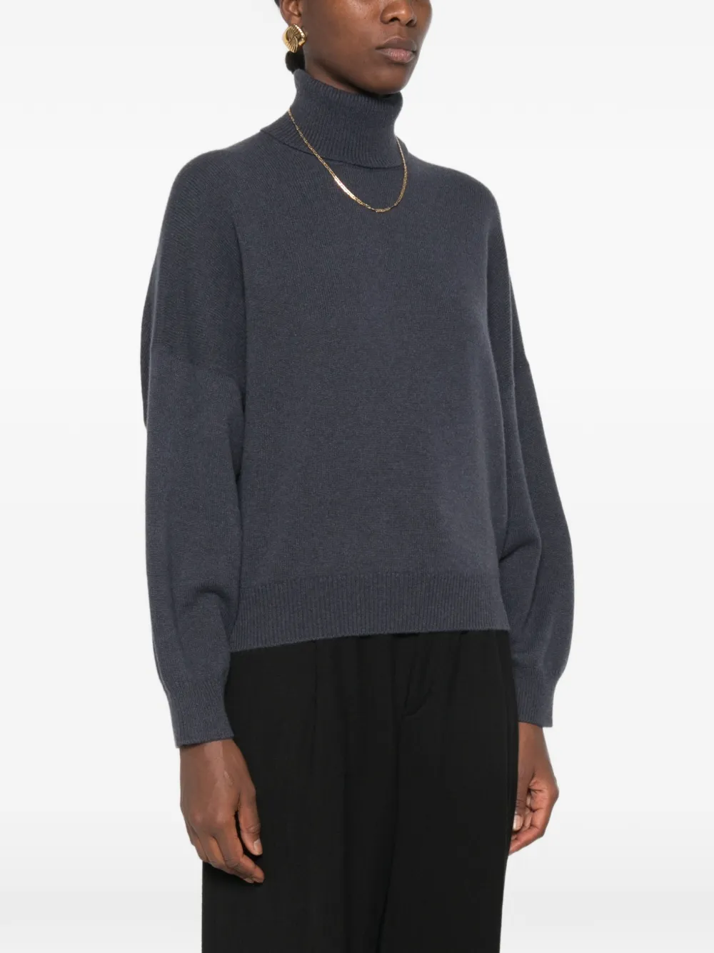 Brunello Cucinelli Trui met hoge hals en monili-ketting Zwart