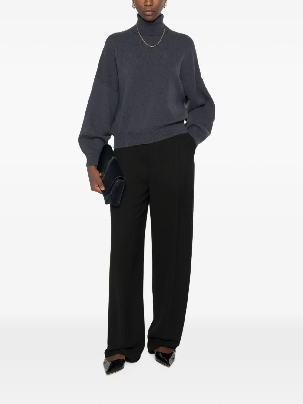 Brunello Cucinelli Monili-chain High-neck Knit In Black