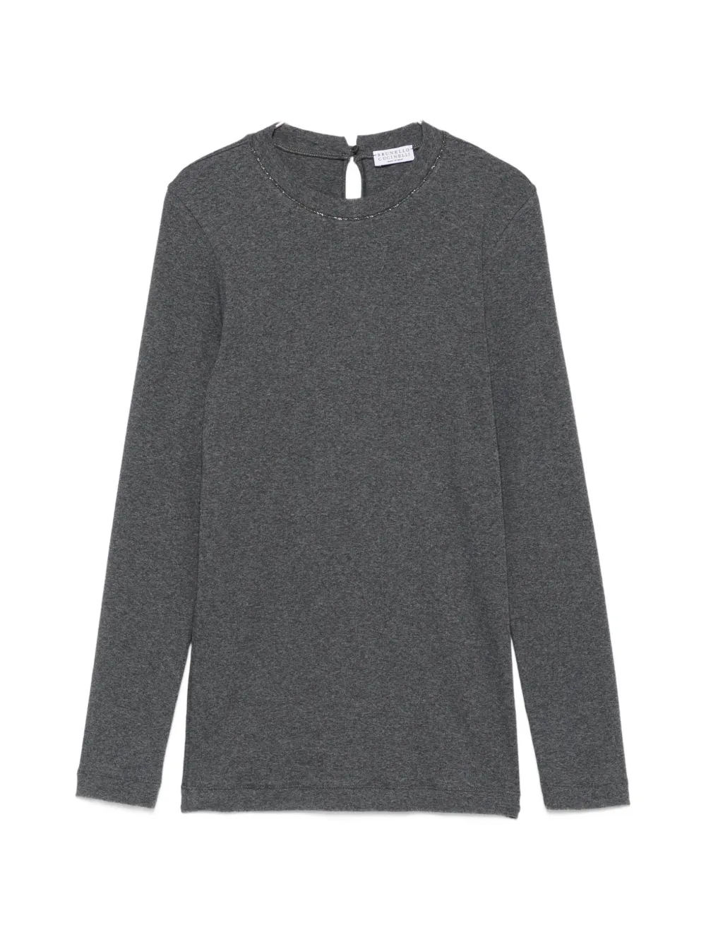 Brunello Cucinelli long-sleeve Monili-chain T-shirt - Grigio