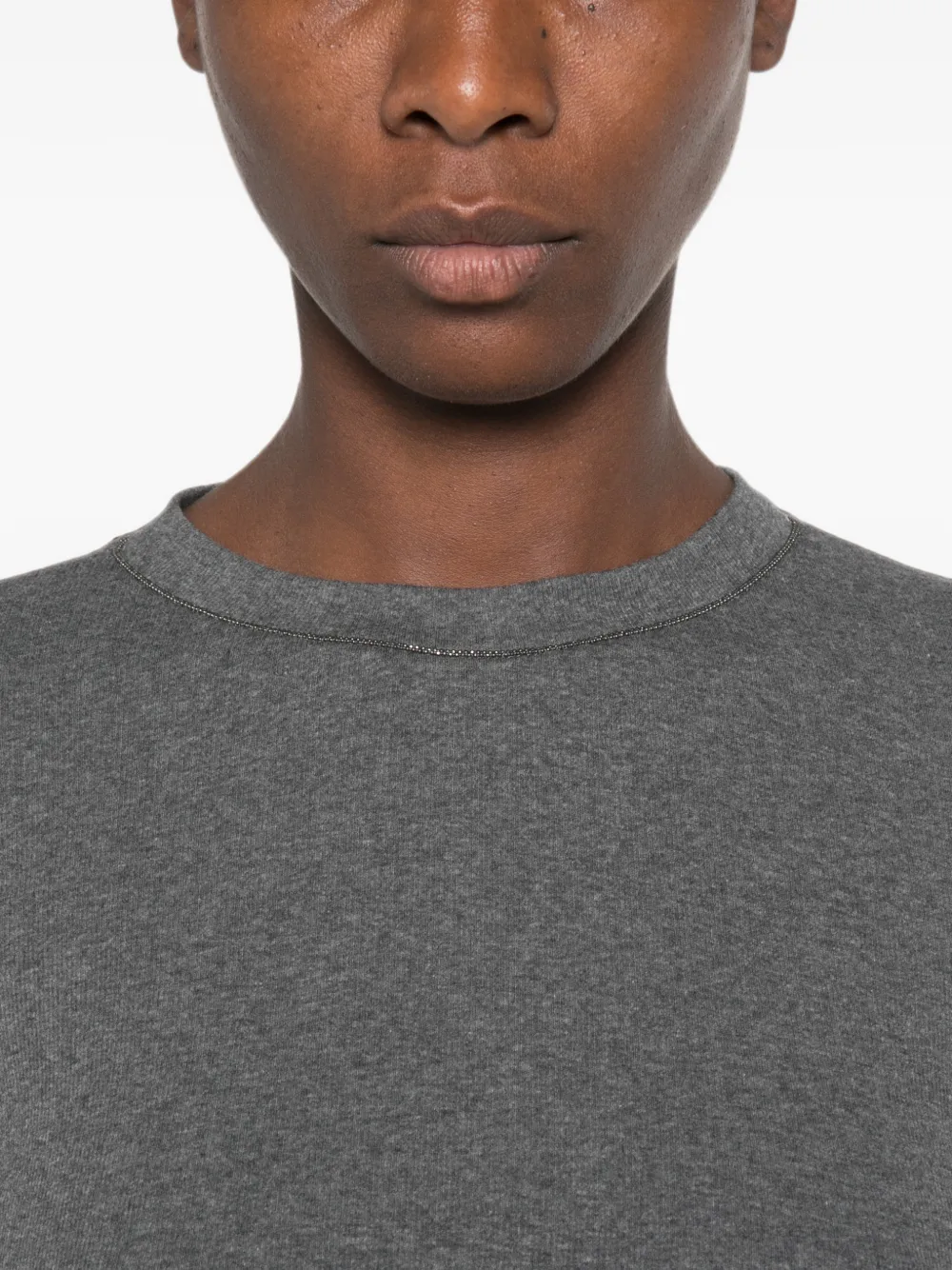 Brunello Cucinelli T-shirt met Monilli-ketting Grijs