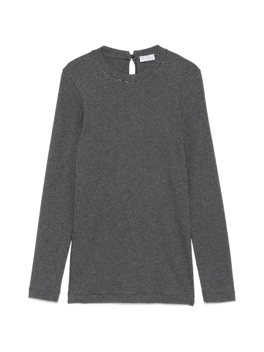 Brunello Cucinelli long-sleeve Monili-chain T-shirt - Grigio