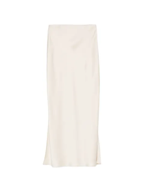 Brunello Cucinelli satin-finish side-slit skirt