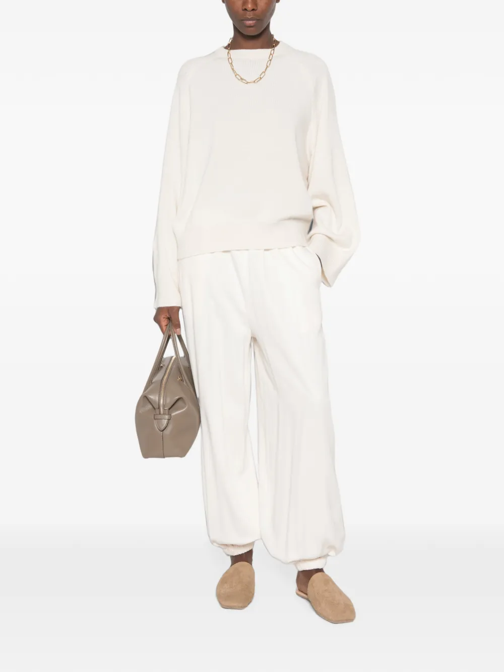 Brunello Cucinelli raglan-sleeve ribbed-trim sweater - Nude